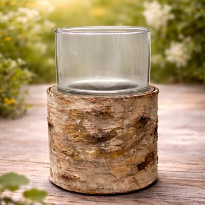 Natural Wood and Glass Hurricane