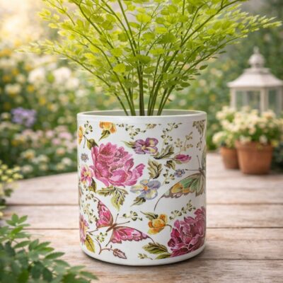 Botanical Butterfly Ceramic Planter